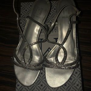 Silver Heeled Strap Sandals